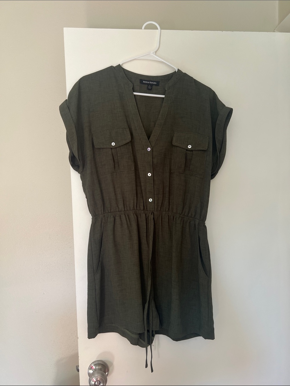Olive Green Utility Romper -
